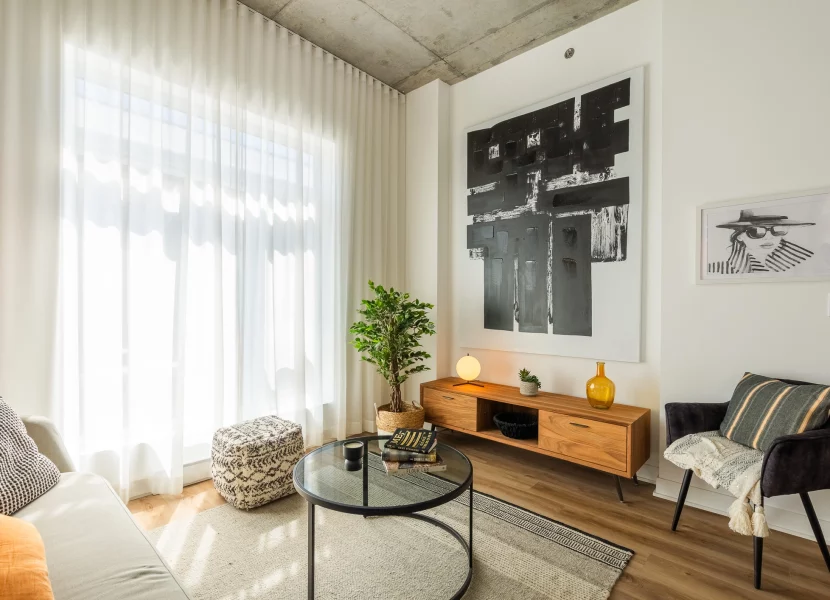 Mostra Maisonneuve units for rent, living room area
