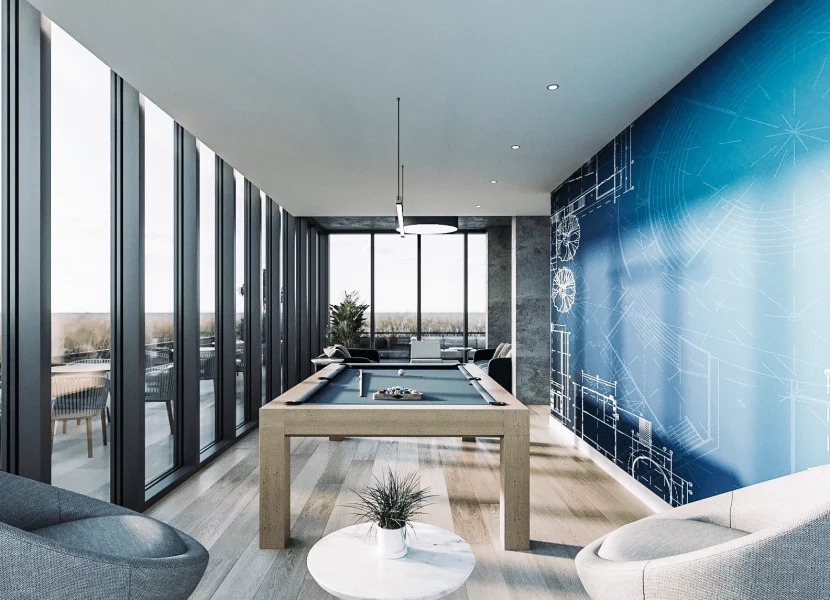 Mostra Maisonneuve condos for rent Montreal pool room